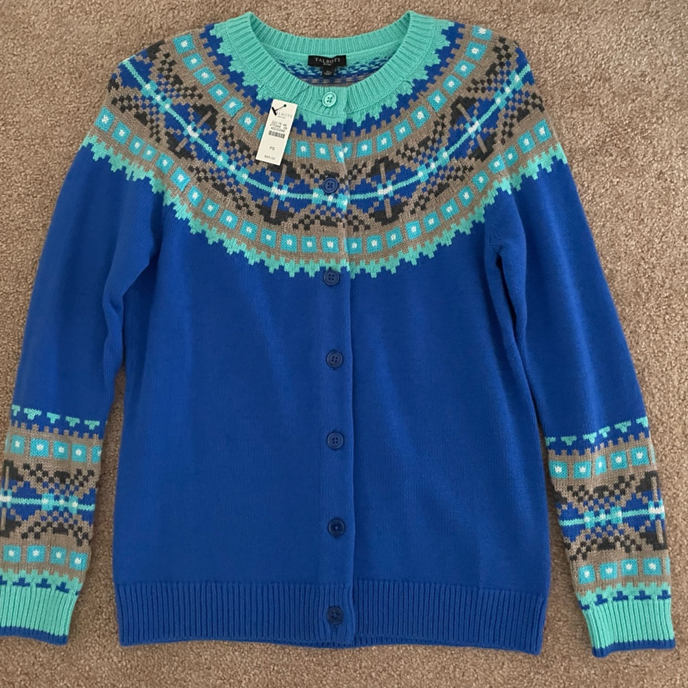 Talbots Royal Blue Cardigan Sweater - Size Petite Small
